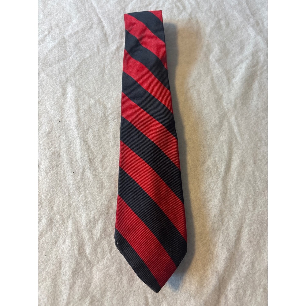 Clyde Campbell Briar Necktie Mens OS Red Navy Blue Good Silk Rep Stripe England